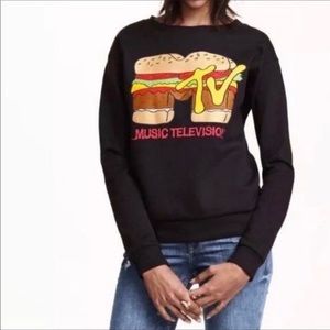 Divided MTV black cheeseburger pullover sweater M